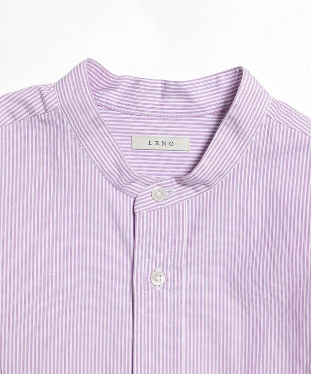 LENO  CANDY STRIPE BAND COLLAR  SHIRTS / ストライプバンドカラーシャツ PINK