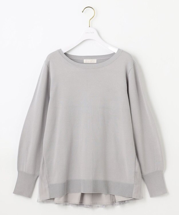 ANY SIS 【WEB・一部店舗限定】バックチュールコンビ ニット ライトグレー