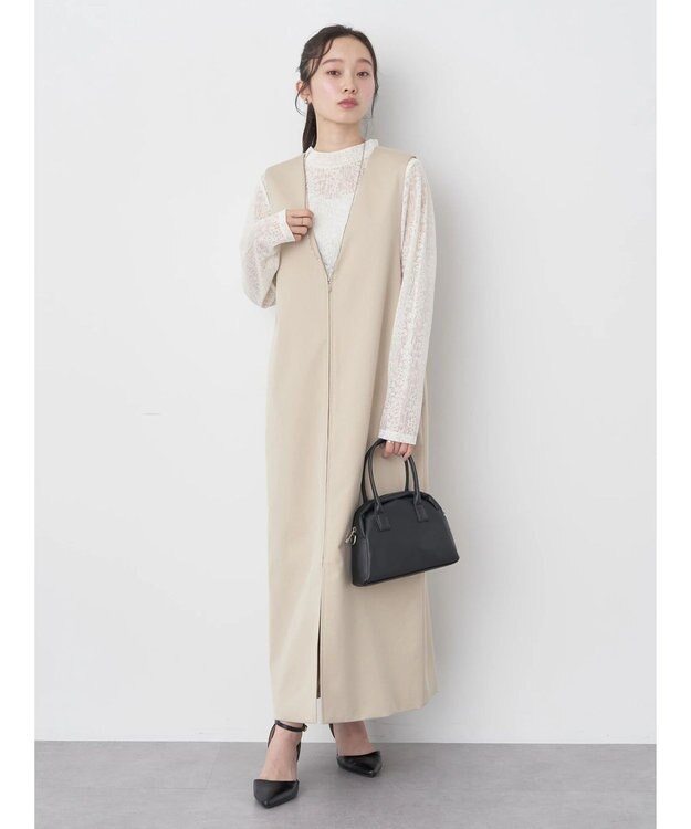 earth music&ecology ジップジレワンピース Beige
