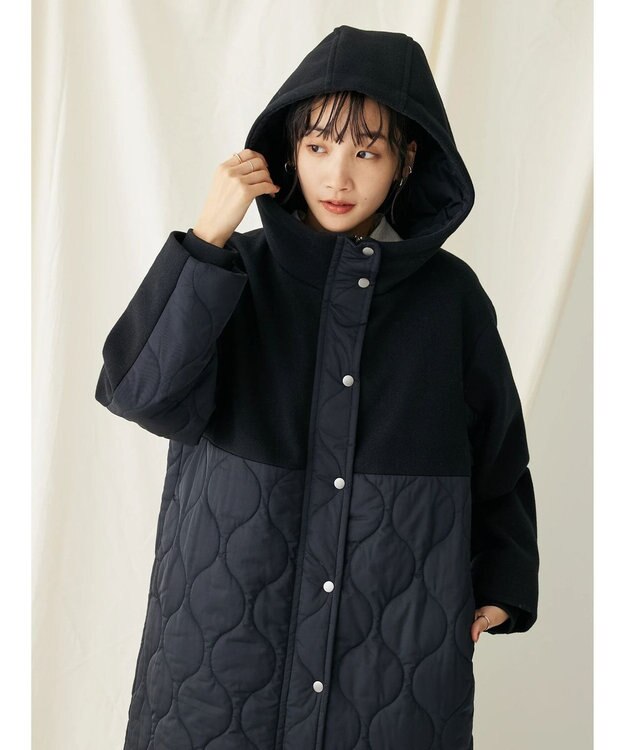 CRAFT STANDARD BOUTIQUE キルティング切替フードコート Black