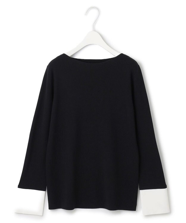 ICB L 【洗える】 クロスコンビ デザインニットプルオーバー ブラック系