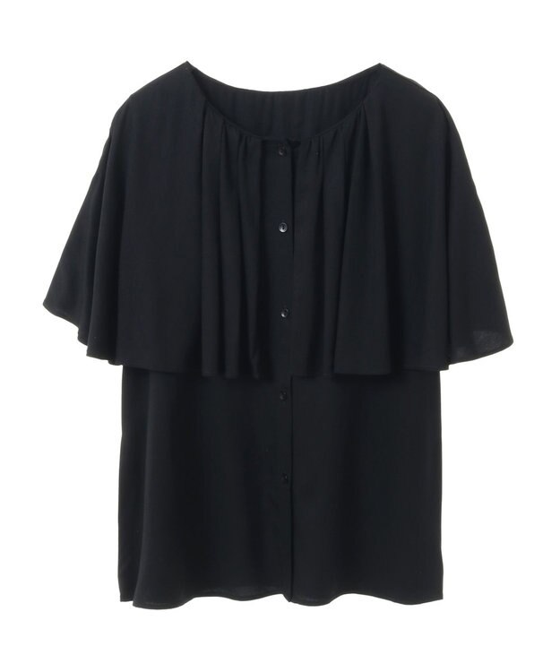 earth music&ecology ケープカラーブラウス Black