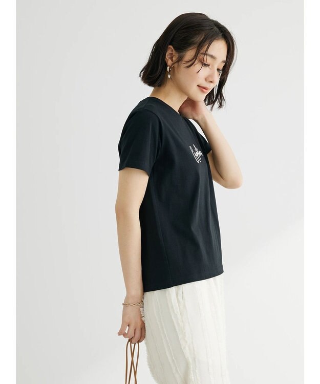 Green Parks ・Ｐｅｔｉｔ　Ｆｌｅｕｒ　ロゴ刺繍Ｔシャツ Black