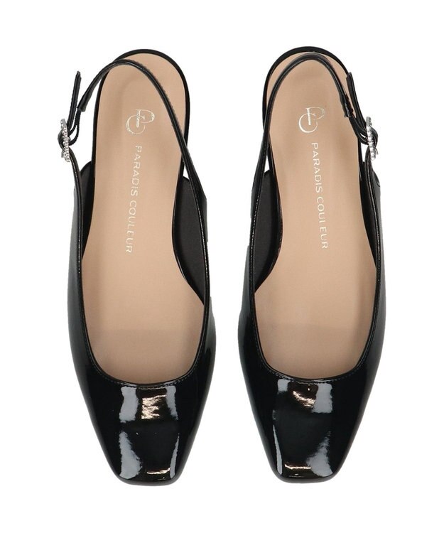 Bridget Birkin 【PARADIS COULEUR】ビジューレーンバックバンドパンプス ブラックエナメル