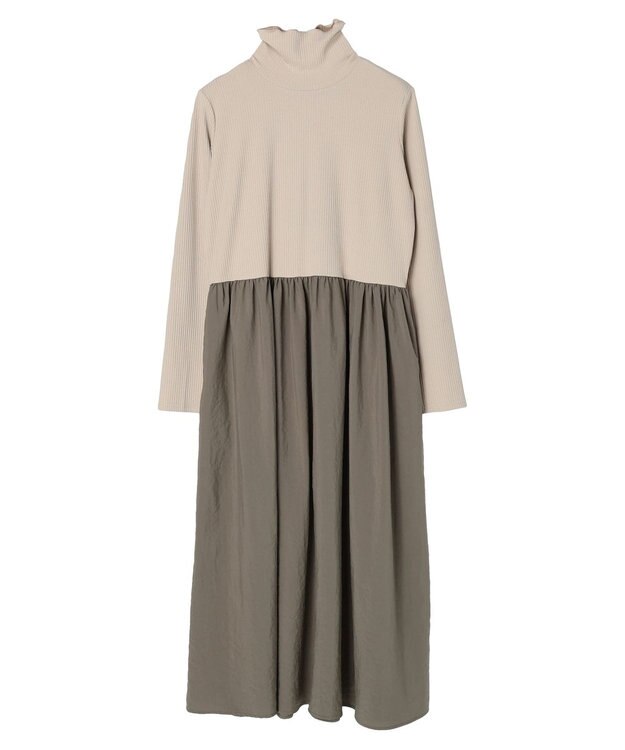 Green Parks ・ＳＵＧＡＲ　ＳＰＯＯＮ　ハイネックギャザーワンピース Beige