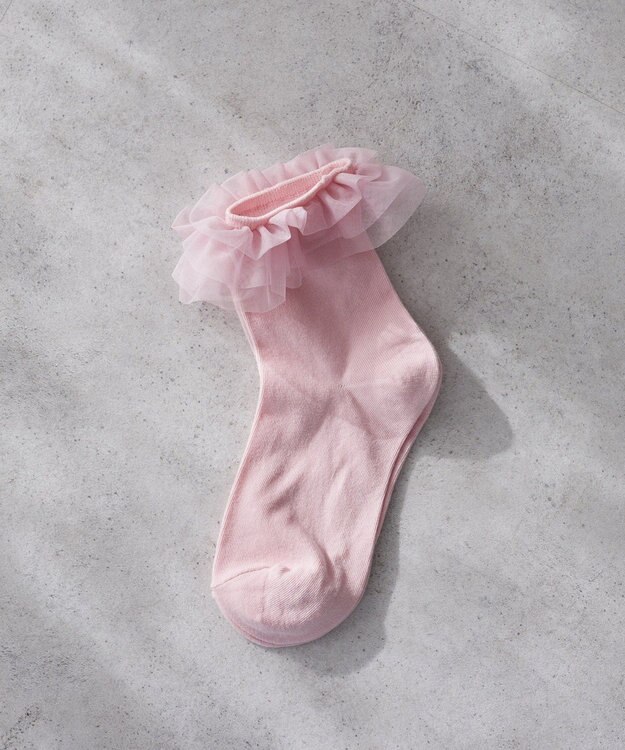 Maison de FLEUR チュールボリュームフリルソックス Pink