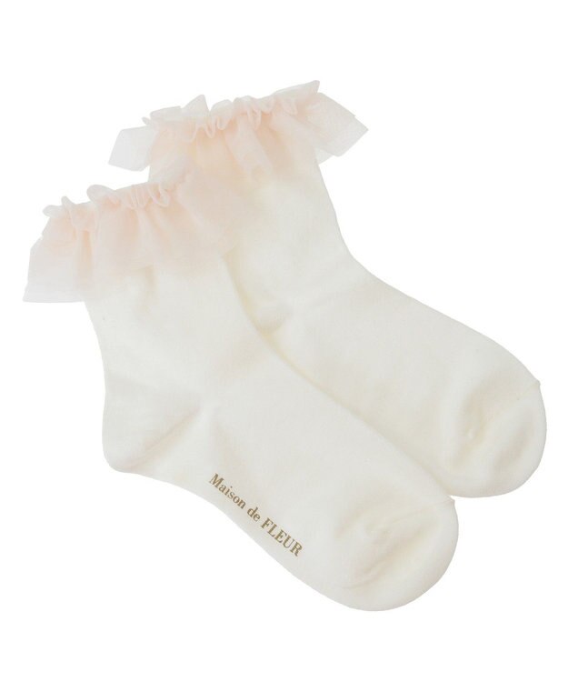 Maison de FLEUR チュールボリュームフリルソックス Ivory