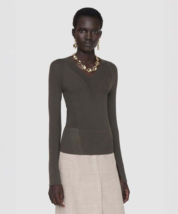 JOSEPH シアークレープ　ロングスリーブニット Palm Leaf