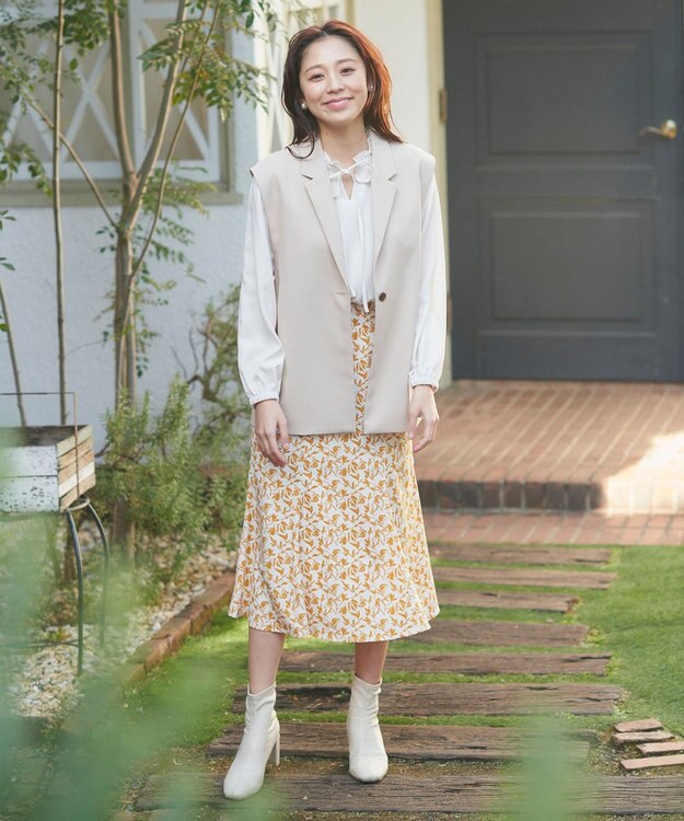 Feroux フラワープリント スカート ホワイト系1