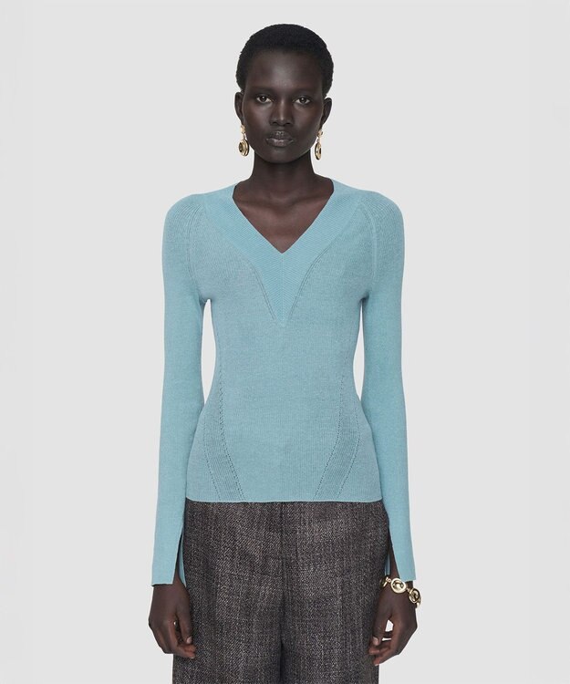 JOSEPH シアークレープ　ロングスリーブニット Chambray