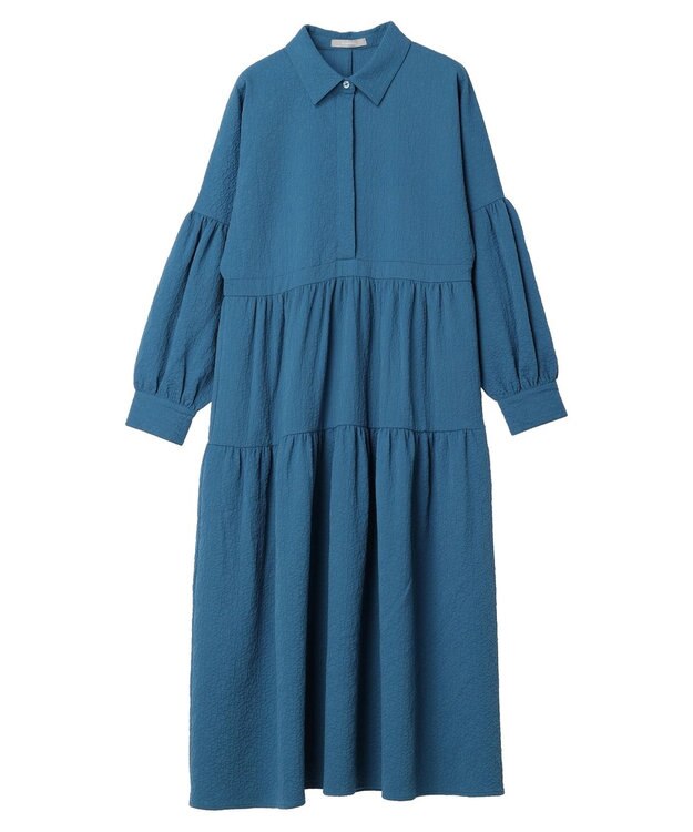 Green Parks armonia. ジャガードシャツワンピース Blue