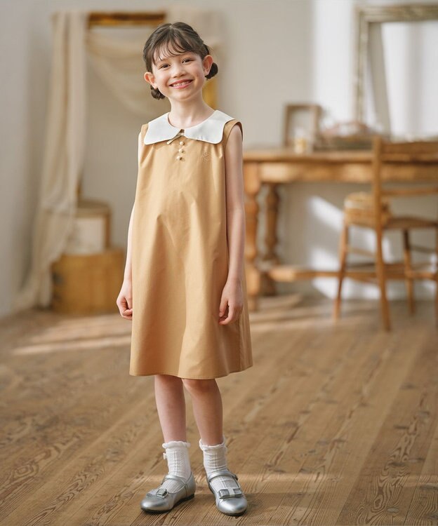 組曲 KIDS 【150-160㎝】カーブカラー ワンピース ベージュ