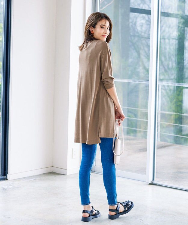 Tiaclasse 【洗える】キーネックニットチュニック モカ