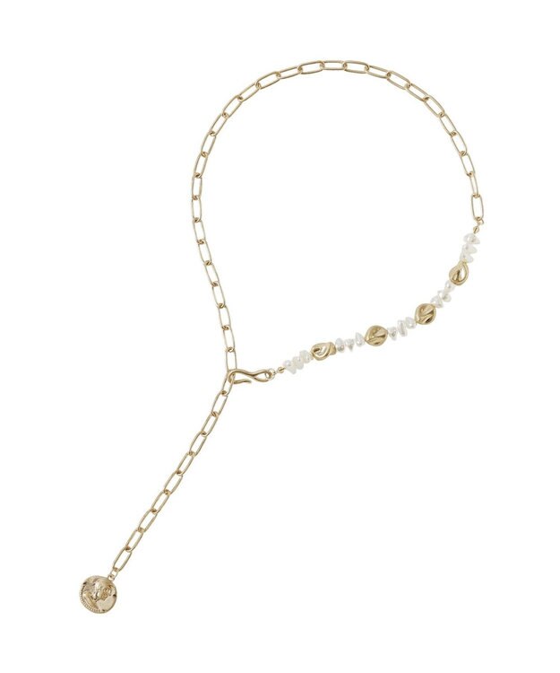 Green Parks バロックパール風コインネックレス Gold