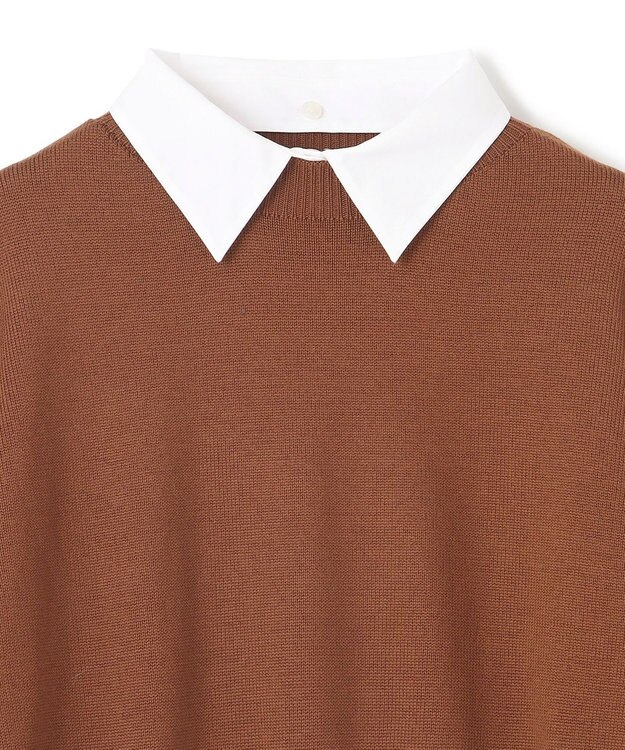 BEIGE， 【WEB限定】AMBRE / シャツカラー付きニット Camel