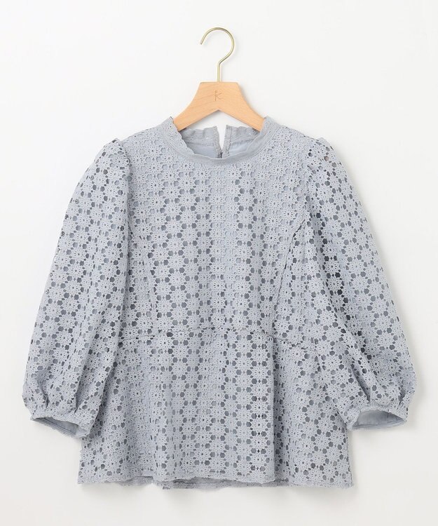 組曲 S 【WEB限定】フラワーレース ペプラムトップス スカイブルー系