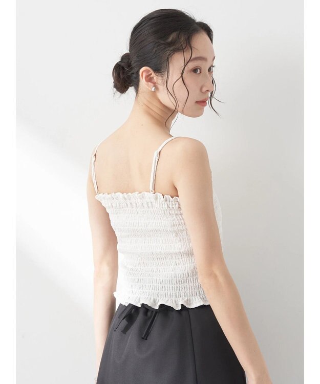 earth music&ecology ＳＥＴ２点シアークロップドシャツ×シャーリングタンク Ivory