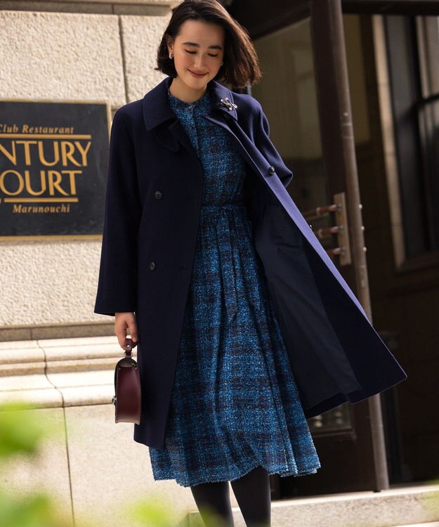 組曲 ギミックチェックツイード ワンピース ネイビー系5