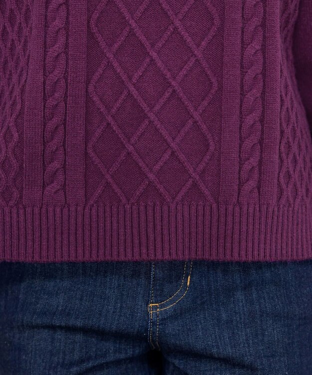 Tiaclasse L 【洗える】ケーブル編みドルマンニットトップス パープル
