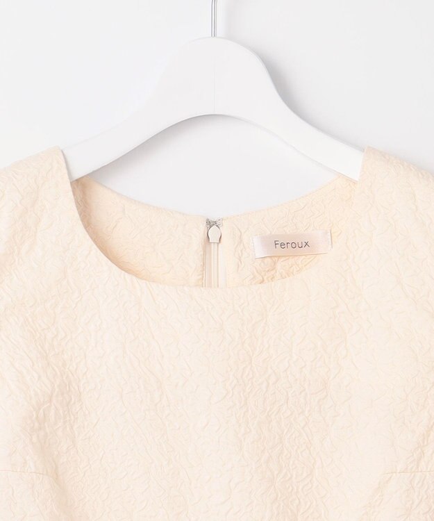 Feroux 【洗える】フクレジャガードチュニック ブラウス アイボリー系