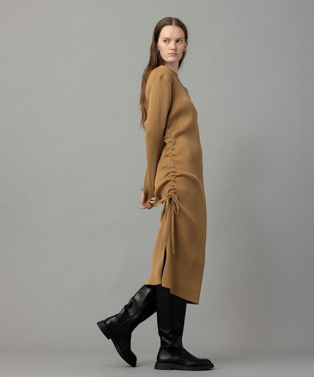 NAVE 【ReNAVE・洗える】スポンディッシュワイドリブワンピース キャメル系