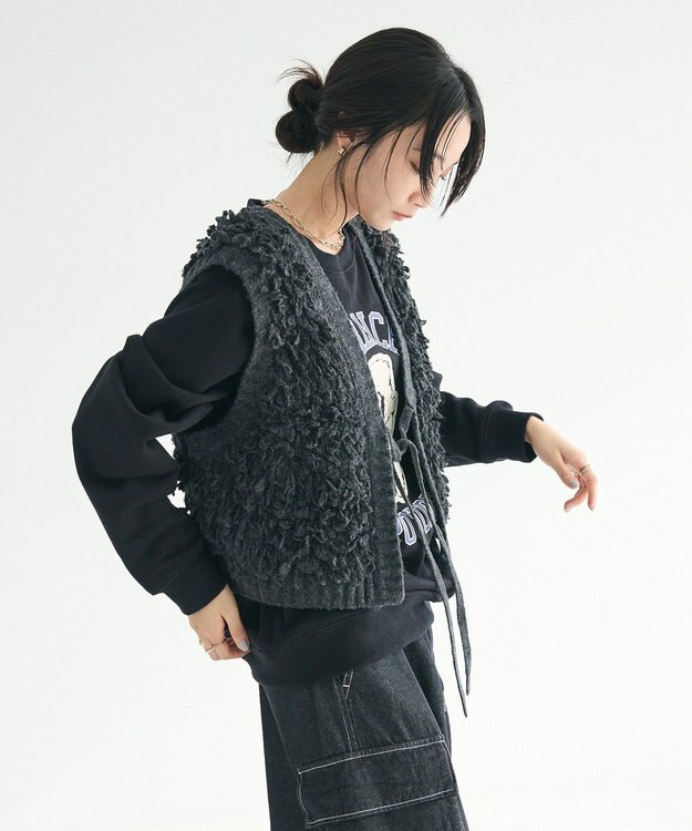 CRAFT STANDARD BOUTIQUE フリンジニットベスト Charcoal Gray