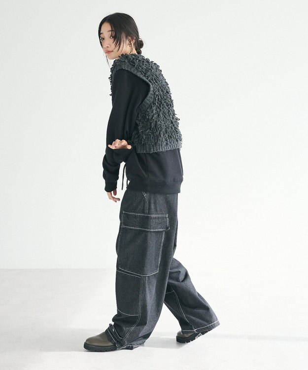 CRAFT STANDARD BOUTIQUE フリンジニットベスト Charcoal Gray