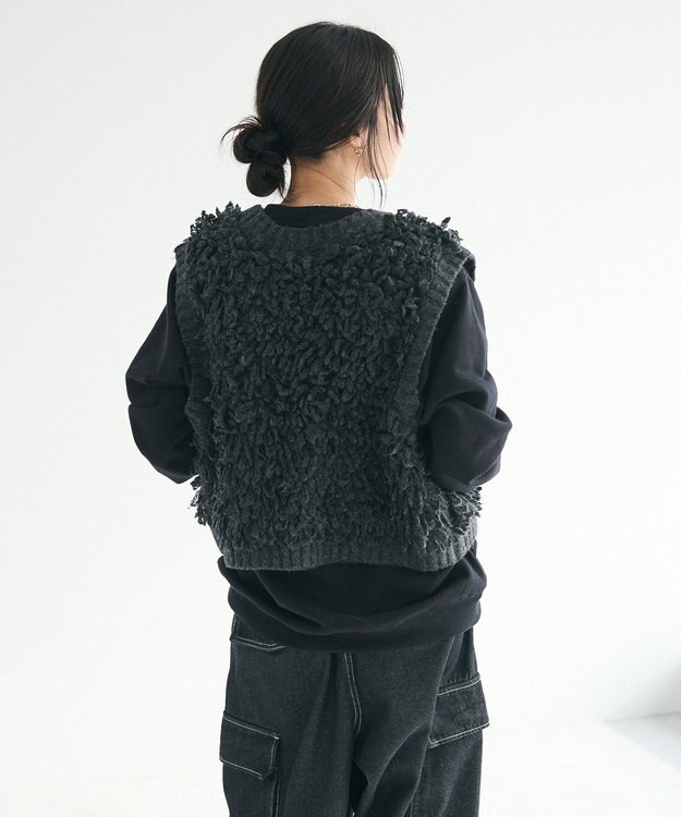 CRAFT STANDARD BOUTIQUE フリンジニットベスト Charcoal Gray