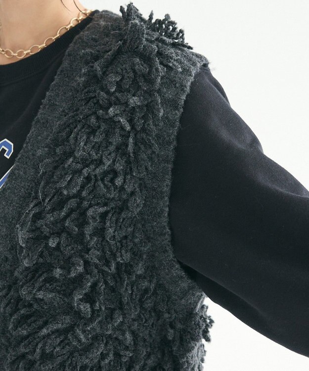 CRAFT STANDARD BOUTIQUE フリンジニットベスト Charcoal Gray