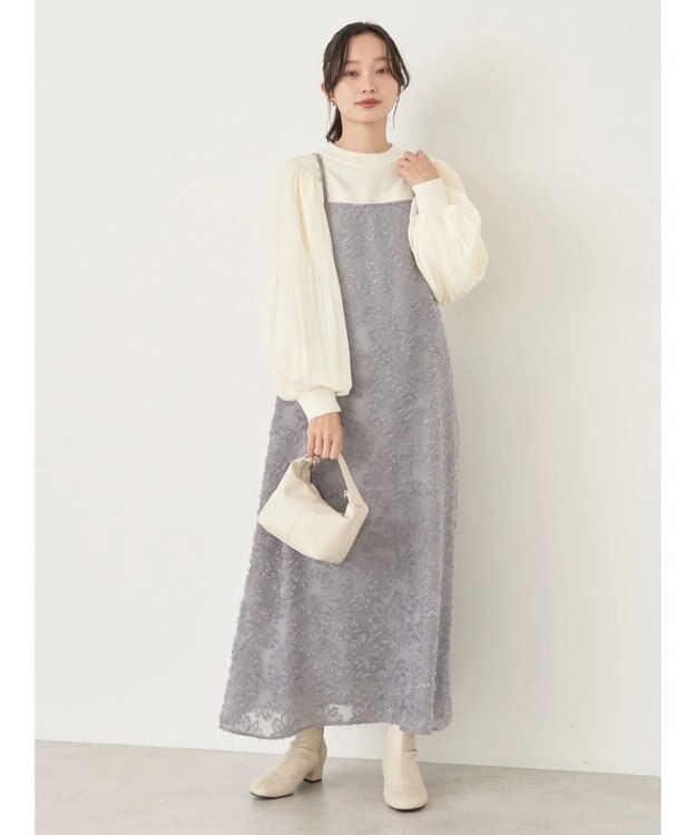 earth music&ecology フラワージャガードキャミワンピース Gray