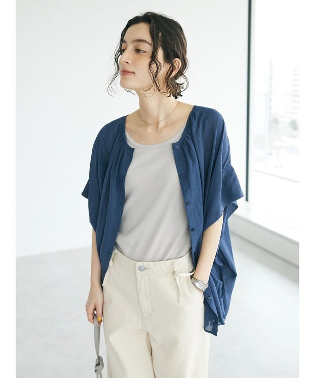 CRAFT STANDARD BOUTIQUE ウ゛ィンテージボイル２ＷＡＹタックブラウス Deep Blue