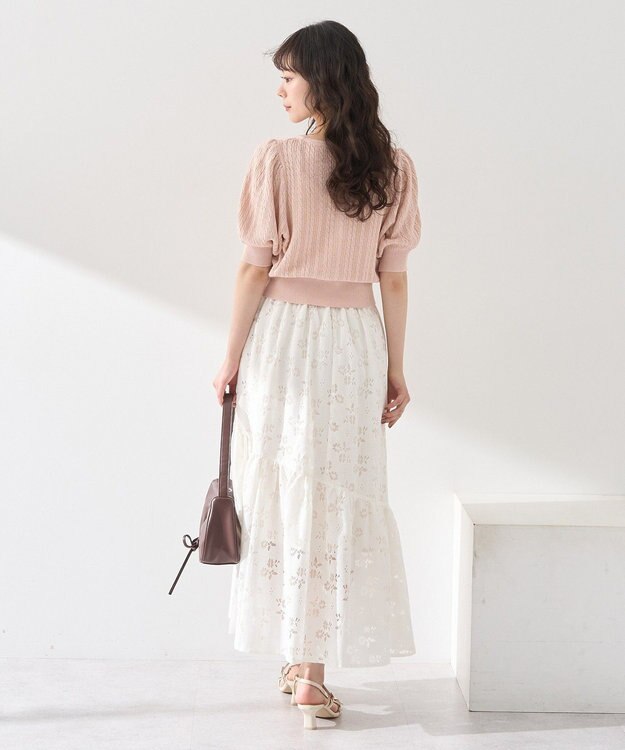 earth music&ecology 透かし花柄フレアスカート Ivory