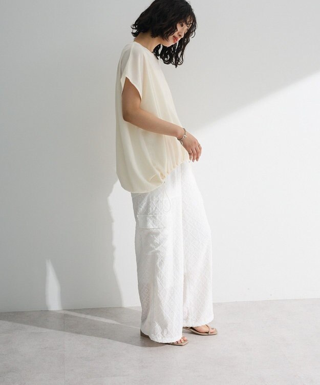 Green Parks 表面カット裾ドロストプルオーバー Red