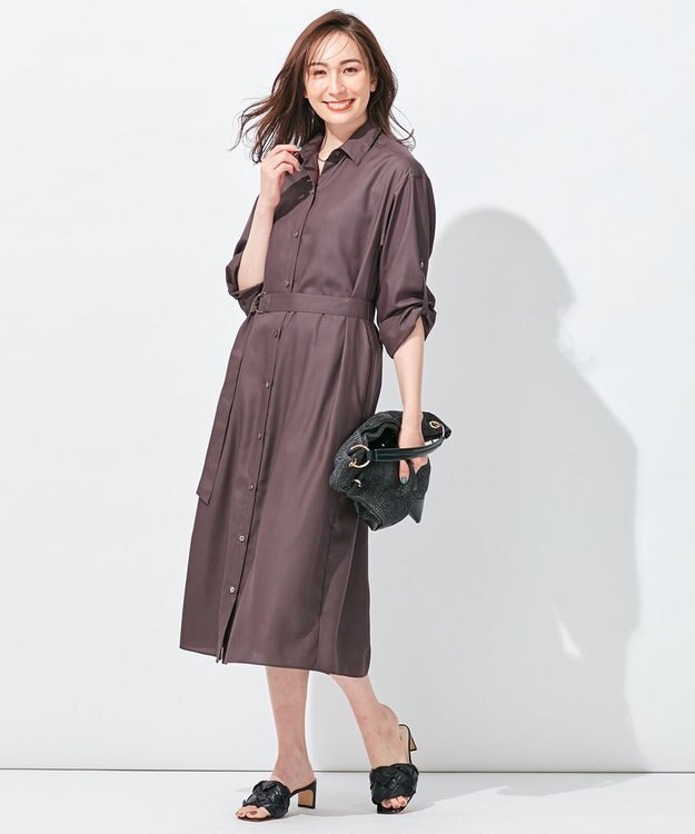 自由区 L 【抗菌/サスティナブル/セット着用可】EASY SET UP ワンピース ダークブラウン系