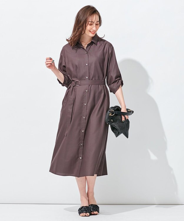 自由区 L 【抗菌/サスティナブル/セット着用可】EASY SET UP ワンピース ダークブラウン系
