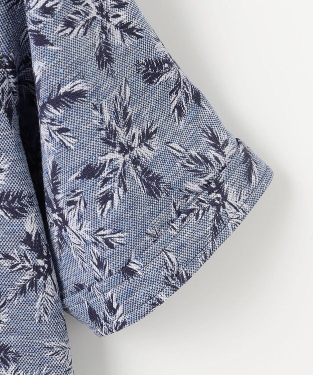 JOSEPH ABBOUD 【吸水速乾/ストレッチ/ノルマンディーリネン】リネンハニカム プリントジャージー シャツ サックスブルー系6