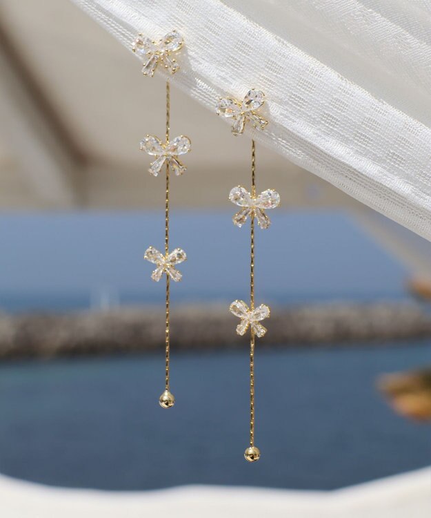 Tiaclasse 【金属アレルギー対応】リボンチェーンピアス ゴールド