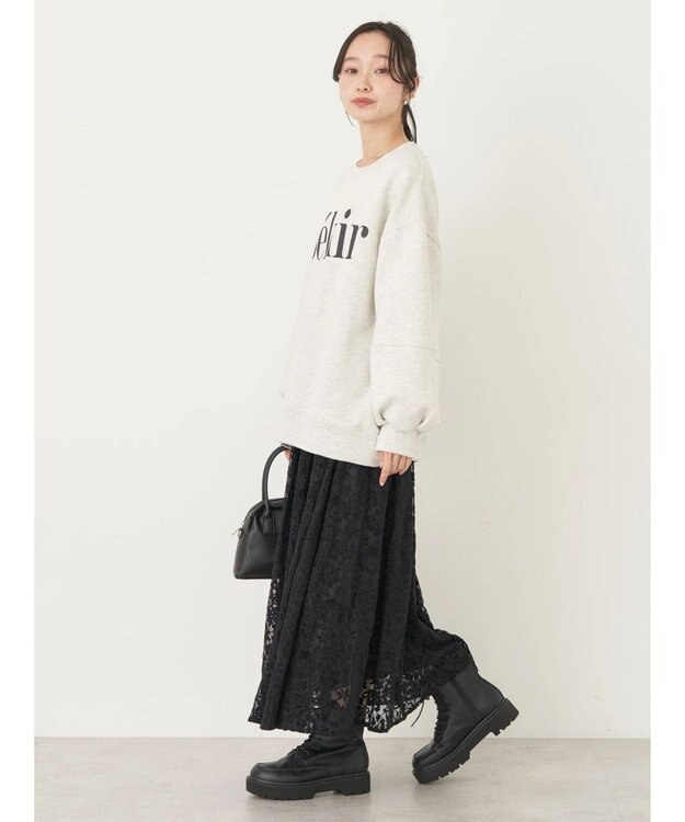 earth music&ecology 起毛レースフレアスカート Black