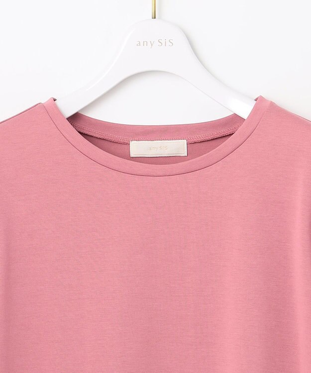 ANY SIS プレーティングジャージーアーモンドスリーブ カットソー ピンク