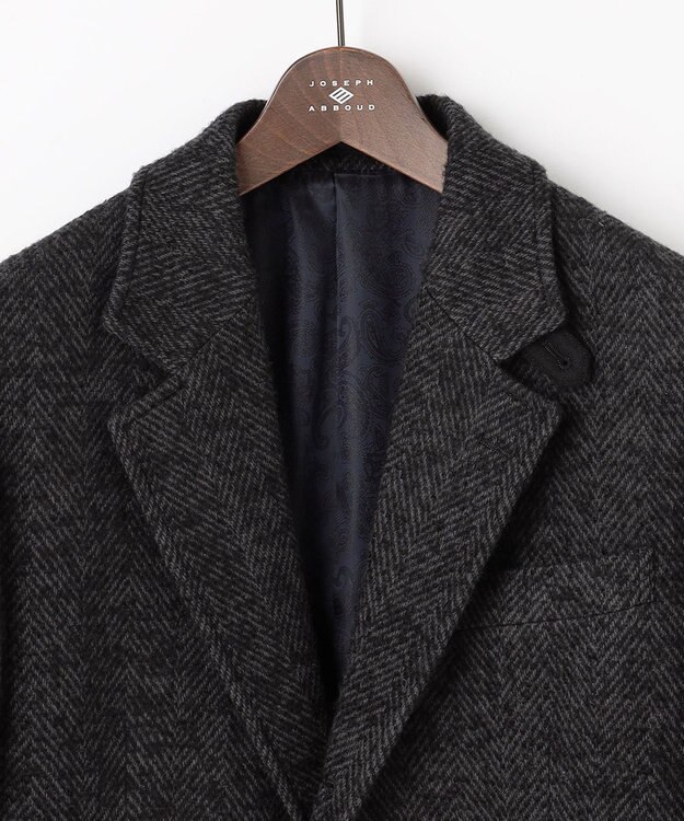 JOSEPH ABBOUD 【キングサイズ・尾州産カシミヤブレンド×アルパカ混素材】カシミヤブレンドアルパカヘリンボン チェスターコート グレー系7
