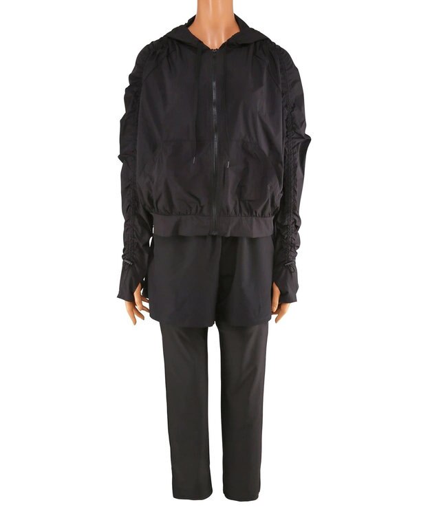 San-ai Resort（三愛水着楽園） WEB限定商品ショートラッシュパーカー付きリブタンキニ水着+レギンス付き5点セット【Beach Queen（ビーチクイーン）】 ブラック