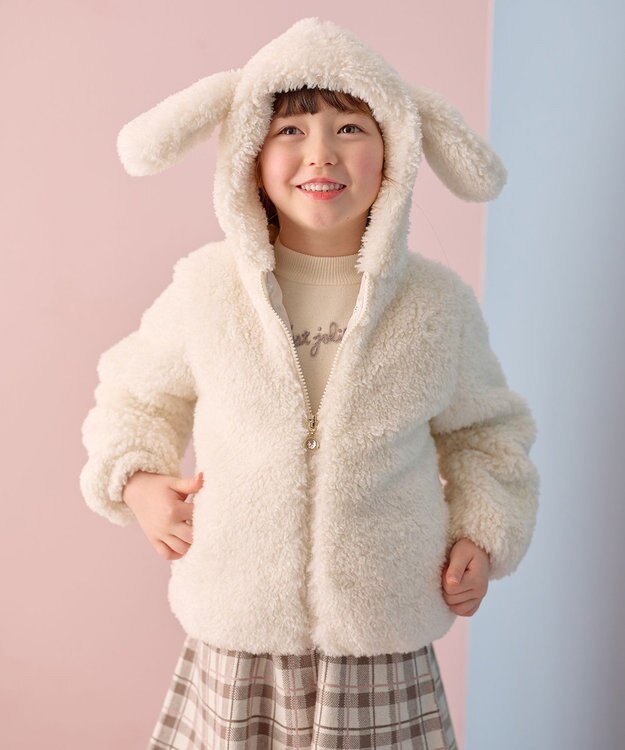 ANY KIDS アニマル耳 フェイクファー ブルゾン エクリュ×イヌ