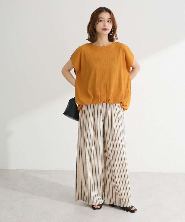 Green Parks 表面カット裾ドロストプルオーバー Red