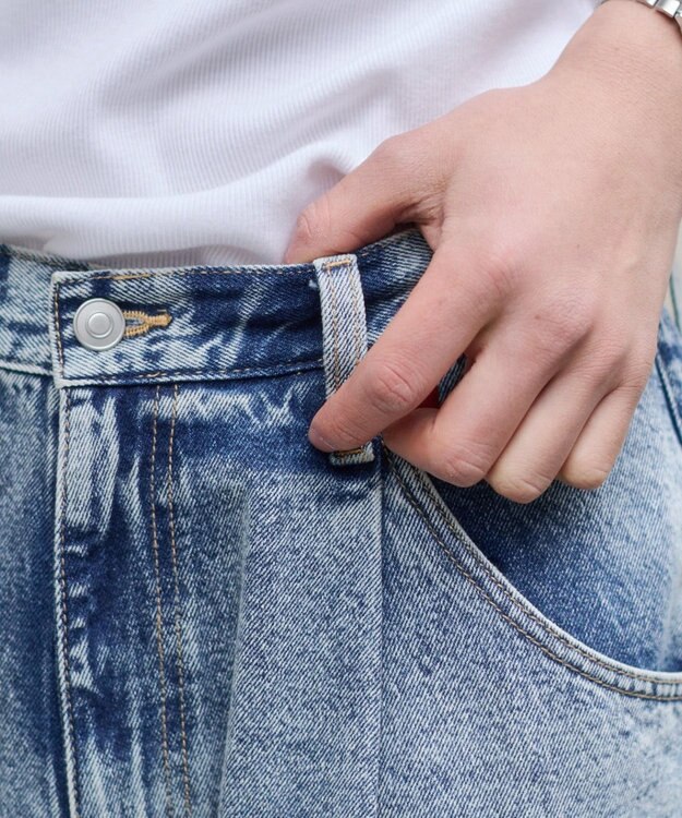 WEGO タックワイドストレートデニム デニム淡加工色