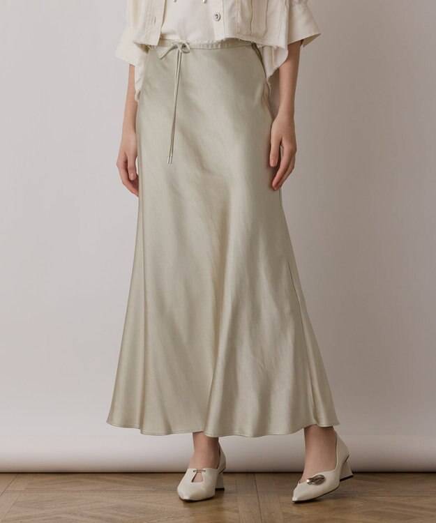 GRACE CONTINENTAL サテンストレッチイージースカート ライトグリーン