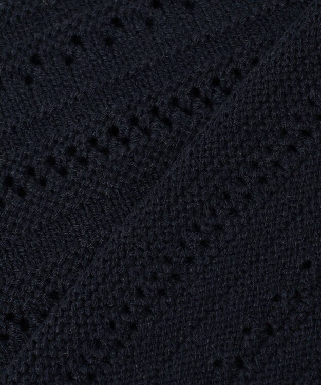 組曲 【WEB限定カラーあり】透かし編みバルキーボーダー柄ニット ネイビー系