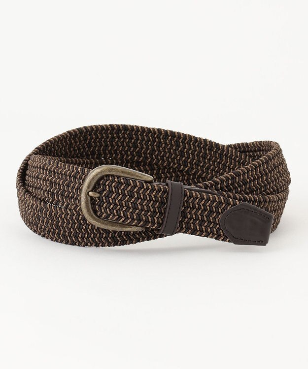 JOSEPH ABBOUD 【キングサイズ・ストレッチ/日本製】ストレッチMIXメッシュ ベルト ダークブラウン系