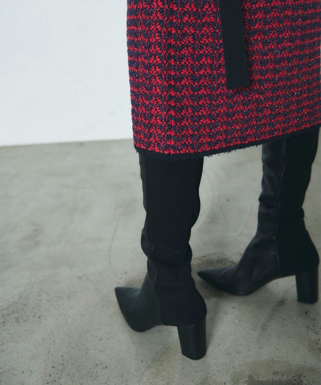 GRACE CONTINENTAL バイカラージャガードニットワンピース レッド