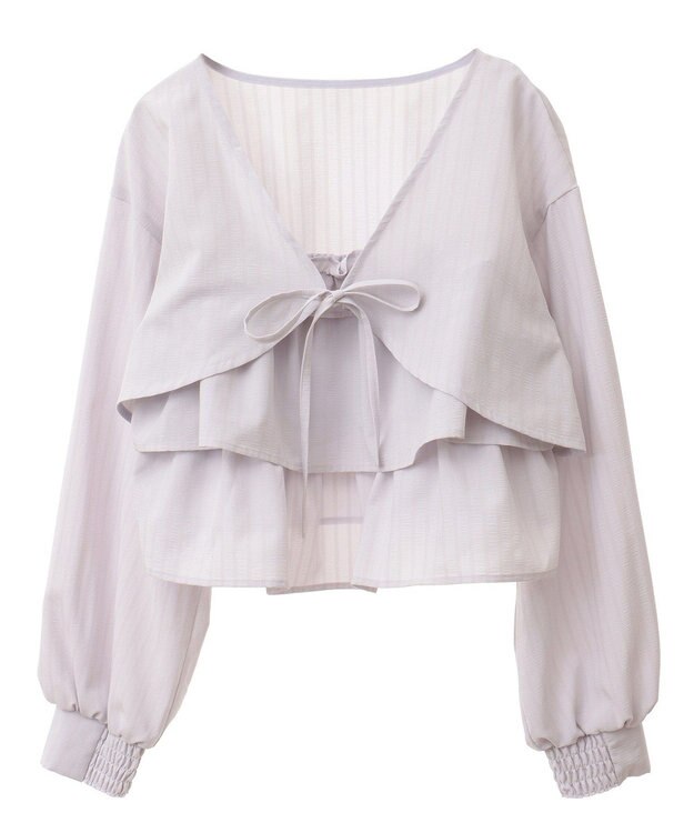 earth music&ecology ティアードアンサンブルブラウス Ice Gray