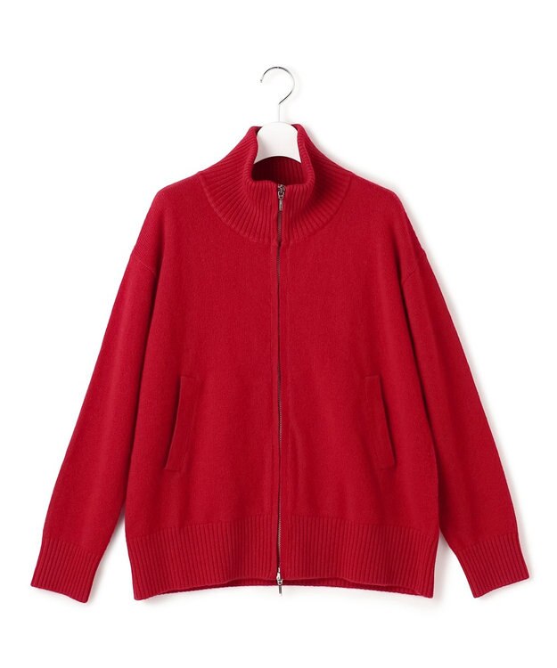 ICB L 【新色追加】ソフトカシミヤミックス ニットトラックジャケット ディープレッド